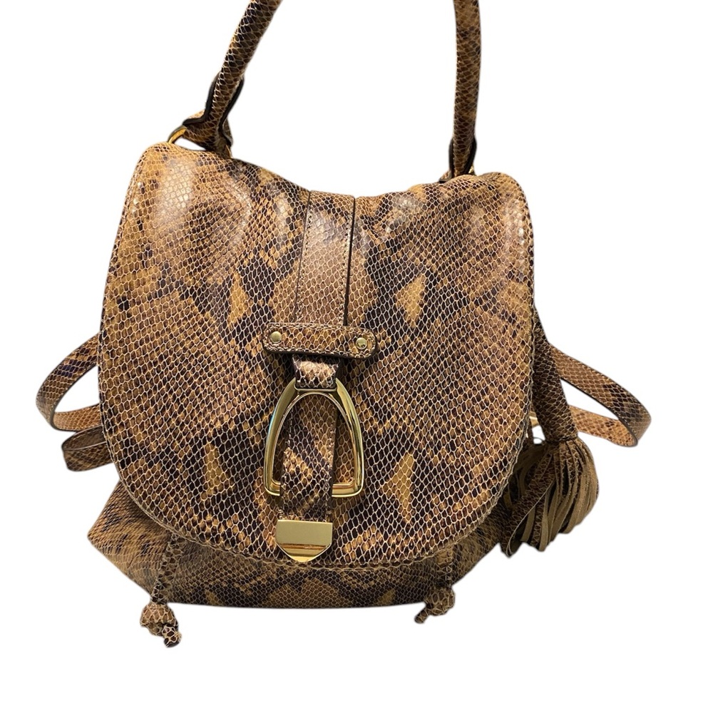 Snakeskin Patterned Tan Backpack